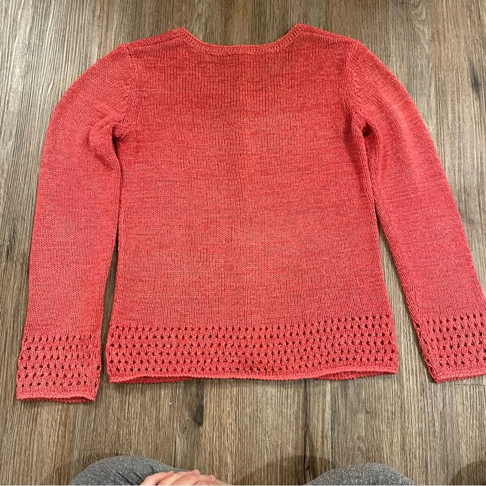 Vintage Coldwater Creek Y2k Crochet Knit Cardigan Sweater Size XS Pink Cottage - Picture 2 of 7